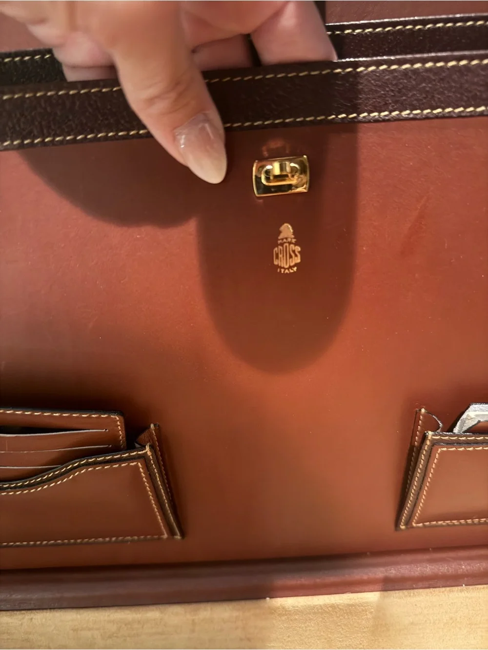 Men's Leather Briefcase in Chestnut Brown with Top Handle